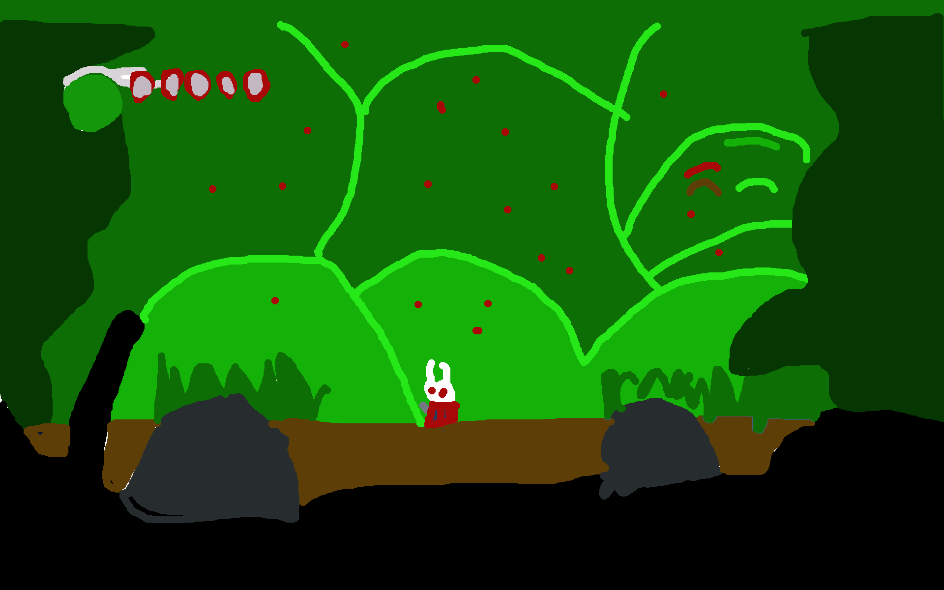 The same drawing with a grassy theme