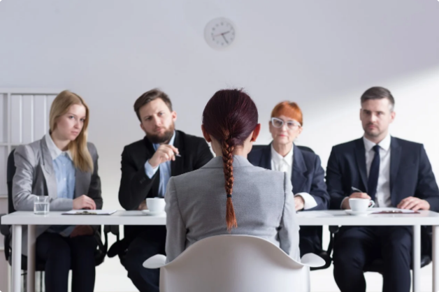 A photo of people interviewing